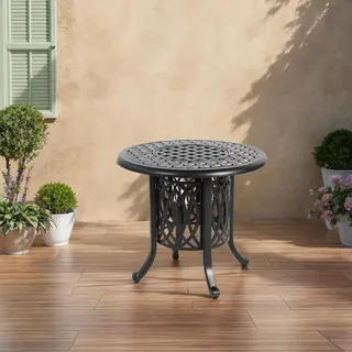 Sweiko Aluminium-Tisch im Freien mit Eiseimer, Patio-Beistelltisch, Aluminium-Endtisch mit verstellbaren Fußpolstern, Kleiner Couchtisch im Freien