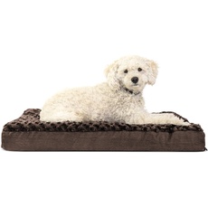 Furhaven Medium Orthopedic Dog Bed Ultra Plush Faux Fur & Suede Mattress w/Removable Washable Cover - Chocolate, Medium