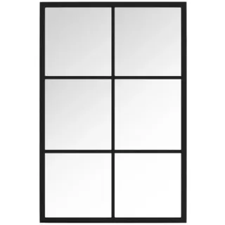 vidaXL Wandspiegel Hängespiegel Spiegel Flurspiegel Dekospiegel Schminkspiegel Wohnzimmer Wandmontage Badspiegel Schwarz 60x40cm Metall