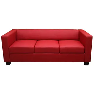 Mendler 3er Sofa Couch Loungesofa Lille ~ Kunstleder, rot
