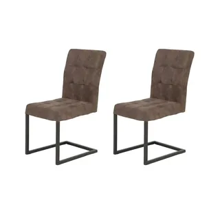 HELA Tische Schwingstuhl Mikrofaser braun 2er Set