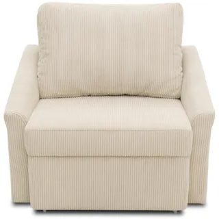 DOMO. collection Sessel Relax, Dauerschläfer, Boxspring Sofa mit Schlaffunktion, Schlafsessel Gästebett Schlafsofa, 108 x 96 x 86 cm, Cord in beige