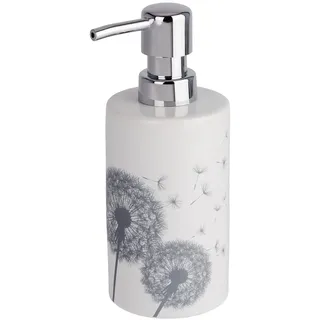 WENKO Seifenspender Astera Keramik - Flüssigseifen-Spender, Spülmittel-Spender Fassungsvermögen: 0.36 l, Keramik, 8.5 x 18 x 7 cm, Weiß, 18 x 7 x 8.5 cm