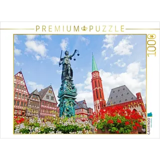 Calvendo Puzzle Gerechtigkeitsbrunnen auf dem Römerberg, Frankfurt am Main, Deutschland 1000 Teile Lege-Größe 64x48cm Foto-Puzzle für glückliche Stunden