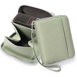 RFID-Schutz Kreditkartenetui, Portemonnaie Damen mit Reißverschluss, Orgel-Stil Geldbörse Damen, Visitenkartenetui mit vielen Fächern