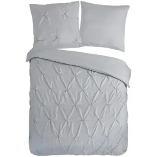 Muller Textiles Bettwäsche Elegance, silber Polyester, B/L: ca. 155x220 cm bügelleicht, Schlaftextilien, Bettwäsche, Bettwäsche, Mikrofaser-Bettwäsche