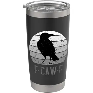 F-Caw-F Schwarze Krähe Retro-Mond Vintage F-Caw-F Doppelwandiger Edelstahl-Thermobecher