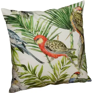 Outdoor-Kissen , Grün, Beige , Textil , Vogel , Füllung: Schaumstoff, Vlies , 40x40 cm , Made in Germany , Gartenmöbel, Gartenpolster & Auflagen, Gartenkissen