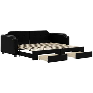 vidaXL Tagesbett Ausziehbar mit Schubladen Schwarz 80x200 cm Stoff - Schwarz