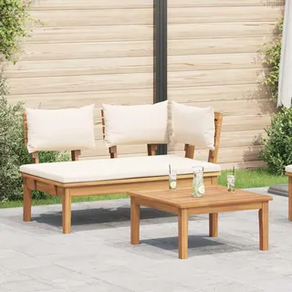 vidaXL Gartenbank und Tischset 2 stk. Creme und Braun Massivholz Teak - Creme