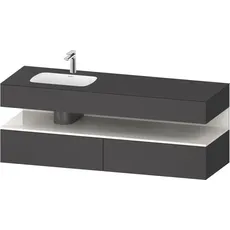 Duravit Qatego Einbauwaschtisch mit Konsolenwaschtischunterbau, 1600x550x600mm, Nische Weiß Hochglanz, Becken links, QA4795022, Farbe: Graphit Matt/mit Nischenbeleuchtung