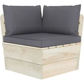 vidaXL Garten-Paletten-Ecksofa mit Kissen Imprägniertes Fichtenholz - Grau