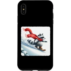 Hülle für iPhone XS Max Raccoon Snowboard Down Hill Schal Snowboard Schnee Rot