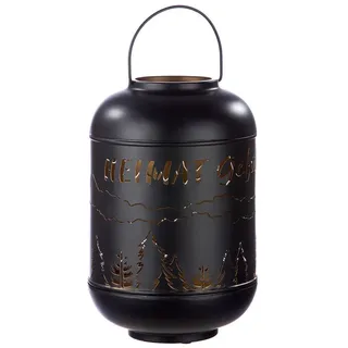 Gilde Kerzenlaterne »Heimat Gefühl, mit ausgestanztem Motiv« Kerzenhalter aus Metall, Laterne, Weihnachtsdeko, schwarz