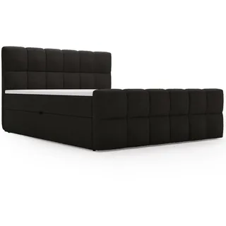 Graingold Boxbett Alicante 200x200 Bouclé-Stoff Schwarz , Textil , 200x200 cm , Schlafzimmer, Betten, Boxspringbetten