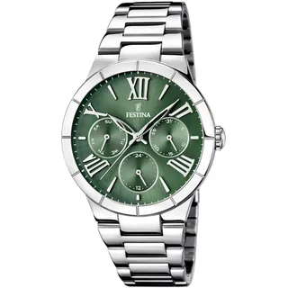 Festina Damen Uhr Analog Edelstahl 316L Silber - Quarzwerk Multifunktion - Mineralglas - 5 ATM wasserdicht - Kalender F16716/5 - Boyfriend Collection