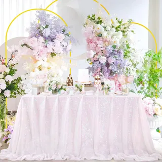 QueenDream Schillernde weiße Pailletten-Tischdecke, 152,4 x 253,9 cm, Meerjungfrauen-Motiv, rechteckige Tischdecke für Hochzeit, Geburtstag, Partys, Dekorationen