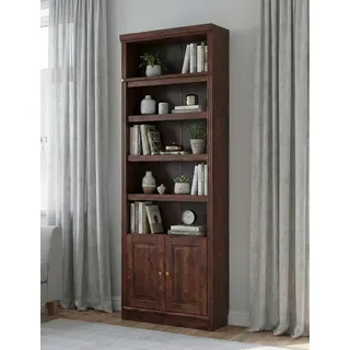 Bücherregal OTTO HOME "mit 2 Türen Soeren Regal Aktenregal B/T/H: 80/29/220 cm", dunkelbraun, B:80cm H:220cm T:29cm, Massivholz, Regale, Bücherregal, massive Kiefer, FSC-zertifiziert