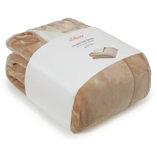 s.Oliver Doublesoft Kuscheldecke 150x200 cm beige & Creme - flauschig Decke | kuschelig weiche & dicke Wohndecke, warme Sofadecke, Wolldecke, Polyesterflausch, OEKO-TEX®geprüft, zweifarbige Couchdecke