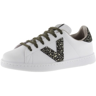 victoria Low-Top Tennis Leder-Effekt & Glitter-Teile & Kontrast-Schnürsenkel 1125244 für Damen Musgo 36