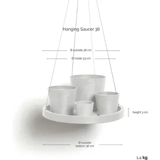Ecopots Untersetzer Hängend Weiß 36 cm x 3 cm