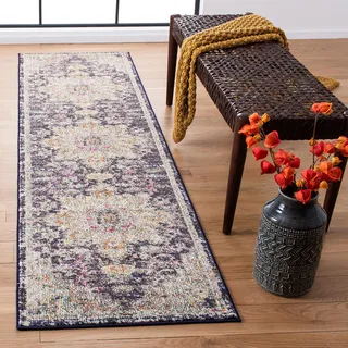 SAFAVIEH Boho Teppich für Wohnzimmer, Esszimmer, Schlafzimmer - Madison Collection, Kurzer Flor, Schwarz und Gold, 76 X 183 cm