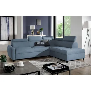 Ecksofa Schlafsofa Sofa ANTON in Stoff Esito Hellblau Ottomane Rechts - Blau