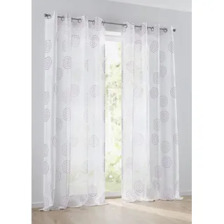 Kutti Vorhang »Bella«, (1 St.), Gardine, halbtransparent, Ausbrenner, bedruckt, Baumwolle-Polyester Kutti grau/rosé/weiß 225 cm