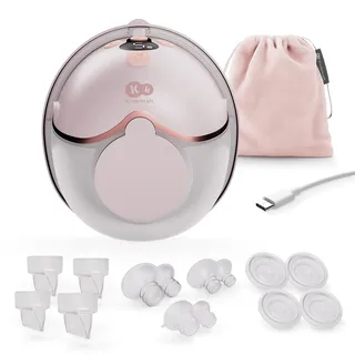 Kinderkraft MAMAFLOW elektrische Einzelmilchpumpe, kabellos, tragbar, 4 Modi, 9 Intensitätsstufen, Speicherfunktion, bis zu 180 Min Akku, USB-C, einfache Reinigung, Rosa