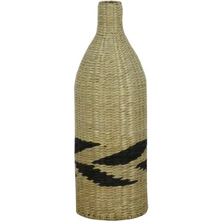 Landscape Vase , Naturfarben, Schwarz , Holz, Metall , Binse , massiv , rund , 60 cm , nur zu Dekorationszwecken, handgemacht, zum Stellen , Dekoration, Vasen, Metallvasen