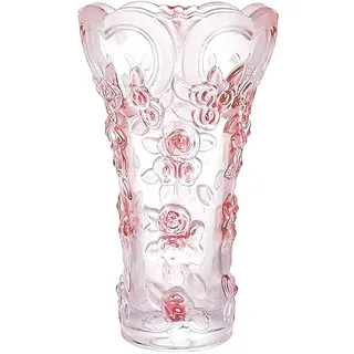 Große Kristallglasvase, 30 cm hoch, einzigartiges Design, rosa Pflaumenblüten, moderne Vasen für Wohnzimmer, Schlafzimmer, Küche, Esstisch, Kaminsims, Hochzeit