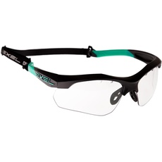 EXEL Floorball/Unihockey Schutzbrille Intense Eyeguard, für Jugend und Erwachsene, IFF geprüft, mit Nackenband und Brillenputztuch (Black/Mint)