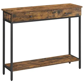 Boxxx Konsolentisch , Braun, Schwarz , Metall, Holzwerkstoff , Vintage , 2 Schublade(n) Schubladen , rechteckig , eckig , 30x80x100 cm , einfacher Aufbau , Wohnzimmer, Wohnzimmertische, Konsolentische