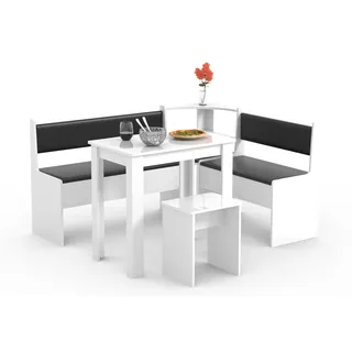 VCM Essgruppe »VCM Eckbankgruppe Sitzgruppe Esszimmergruppe Bank Tisch Hocker Esal Mini« Esal, 5 Stk. tlg., weiß