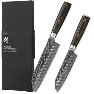 Wakoli EDIB Essentials Santokumesser Set 2-teilig, 67 Lagen Damaststahl