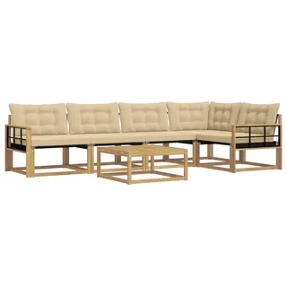 vidaXL Outdoor-Sofagarnitur 6 pcs Weiß und Beige 79 x 79 x 37 cm - Braun