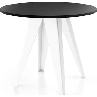 egen micha kliszczun Esstisch Glory Weiß im Industriestil - Modern, Rund - Ausziehbar von 90 cm bis 130 cm, mit Pulverbeschichteten Metallbeinen, Tisch für Kleine Kü... - Schwarz