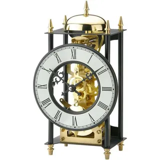 AMS 1180 Tischuhr Metall schwarz golden mechanisch mit Schlagwerk vintage antik - Schwarz