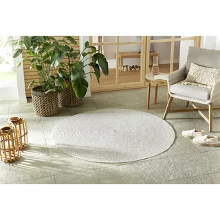 Northrugs In -und Outdoorteppich Trenzado rund- Modernes Design Falchgewebe Handmade-Look für Balkon Terrasse Garten Wohnzimmer langlebig strapazierfähig pflegeleicht - Leicht Melange, ø 200