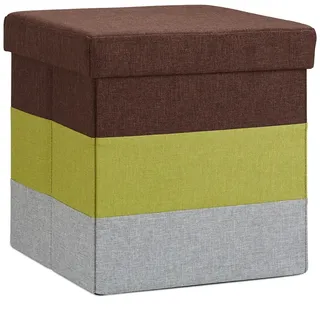 Relaxdays Hocker mit Stauraum, gestreifter Sitzhocker, faltbarer Polsterhocker HBT: 38 x 38 x 38 cm, , Wohnzimmer, Sessel, Hocker & Hockerbänke,