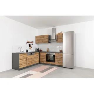 kochstation Winkelküche L-Form 220 x 220 cm braun