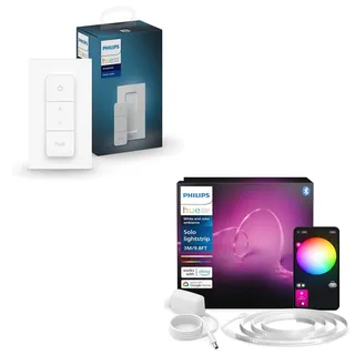 Philips Hue Indoor 3m Smart LED Solo Lightstrip Basis-Set, 1er-Pack Dimmschalter Steuerung mit der Hue App, Funktioniert mit Alexa, Google Assistant und Apple HomeKit