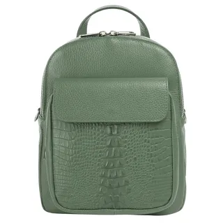 Cityrucksack CLUTY, Damen, Gr. B/H/T: 26cm x 22cm x 9cm, onesize, grün, Leder, Rindsleder, Rucksäcke Cityrucksack, echt Leder, Made in Italy