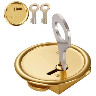 Wuhonghao Spardosen Schloss Inkl. 2 SchlüSsel Metall,Sparschwein-Schloß, Spardosenschloß mit SchlüSsel,Spardosenschloss Metallic füR Runde LöCher Mit Einem Durchmesser Von 33mm Bis 36 mm(Gold) (Gold)