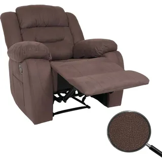 Fernsehsessel HWC-J57, XXL Relaxsessel TV-Liegesessel Nosagfederung Wildleder-Optik Stoff/Textil bis 200kg braun - Braun