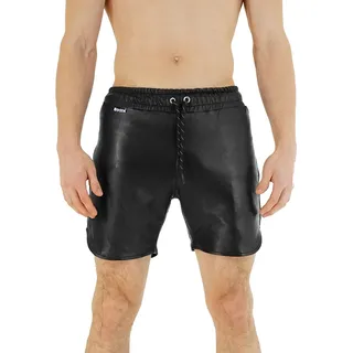 Bockle® cycling leather shorts kurze Lamm Lederhose Pants Herren Leder Shorts, 3XL - Schwarz