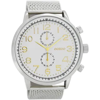 Oozoo Herrenuhr mit Milanaise Metallband und Dornschließe 49 MM Weiß/Goldfarben C7087