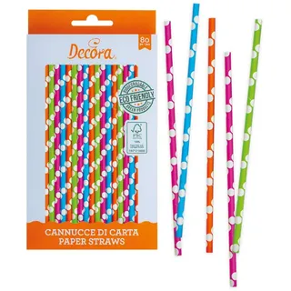 DECORA 0350105 80ER-PACK PAPIER STROHHALME BIO ABBAUBARE MULTICOLOR Ø 6X210 MM
