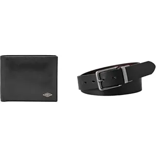 FOSSIL Herren Ryan Schwarzes Leder Portemonnaie und Brandon Gürtel, Set
