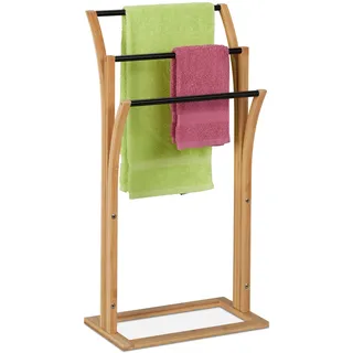 Relaxdays Handtuchständer Holz Natur/schwarz